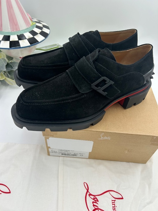 ****************Men’s Christian Louboutin Suede Lug Sole Loafers. Size 45/12 US. main image 6